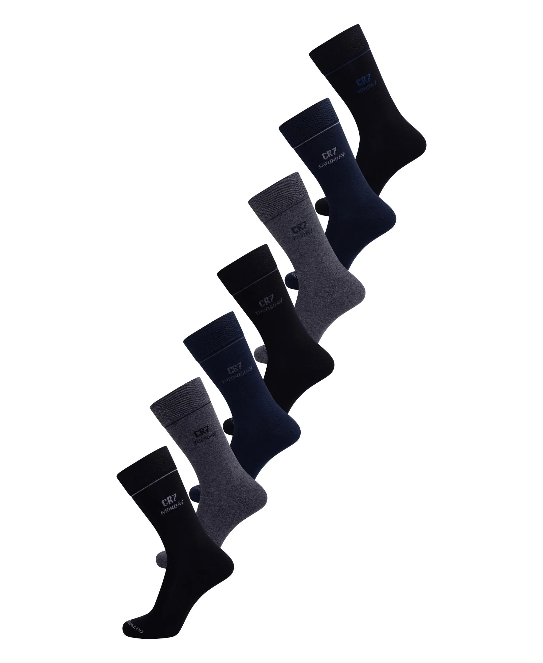 CR7 Days a Week, Men's Cotton Blend 7-Pack Socks - Image 13