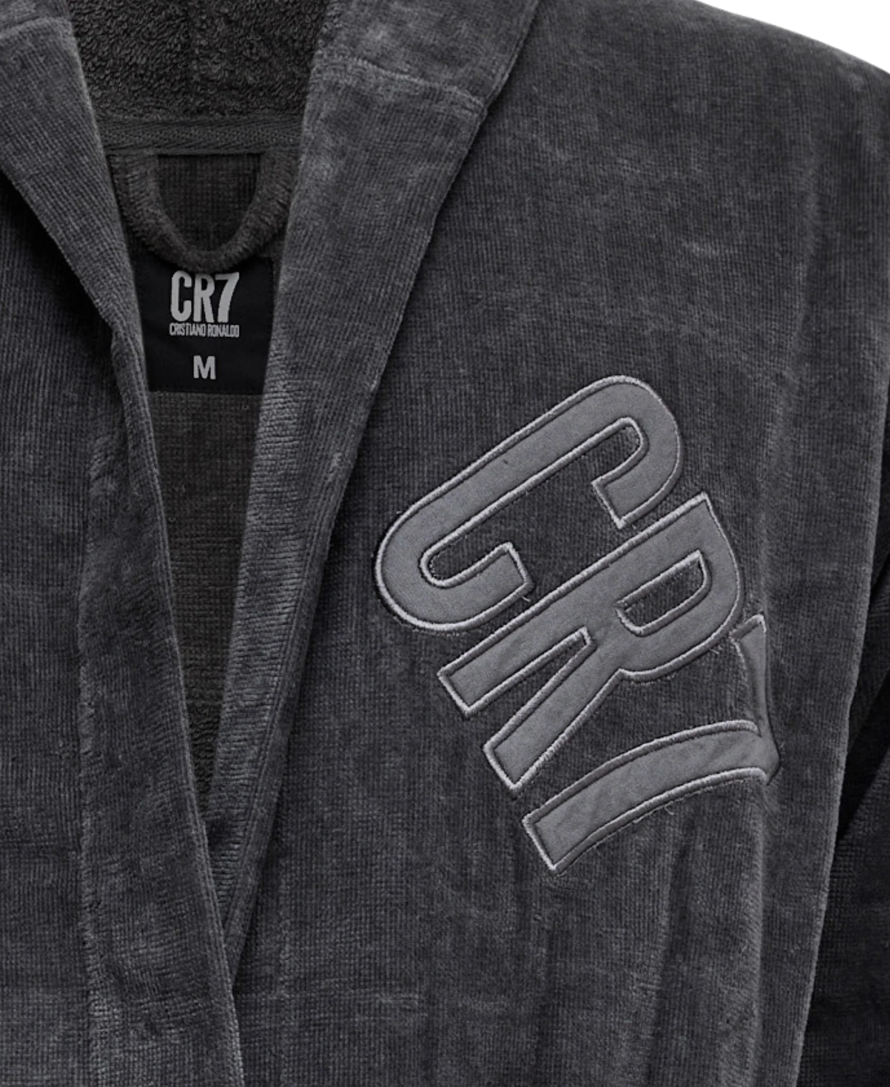 CR7 Men's Bathrobe -100% Cotton, Dark Grey - Image 4