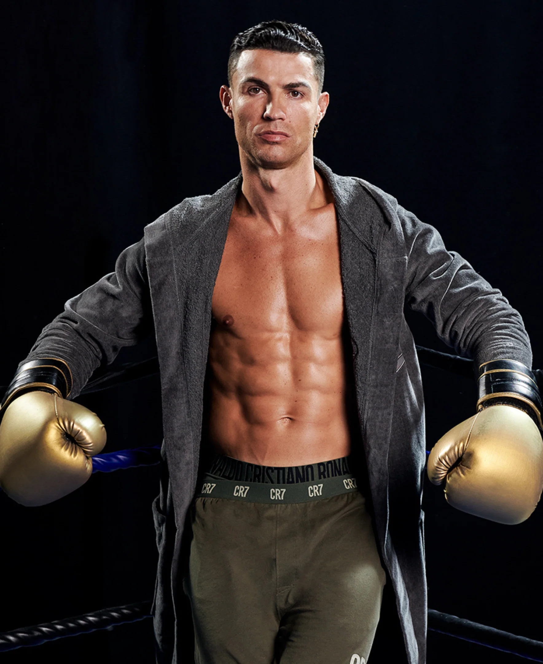 CR7 Men's Bathrobe -100% Cotton, Dark Grey - Image 5