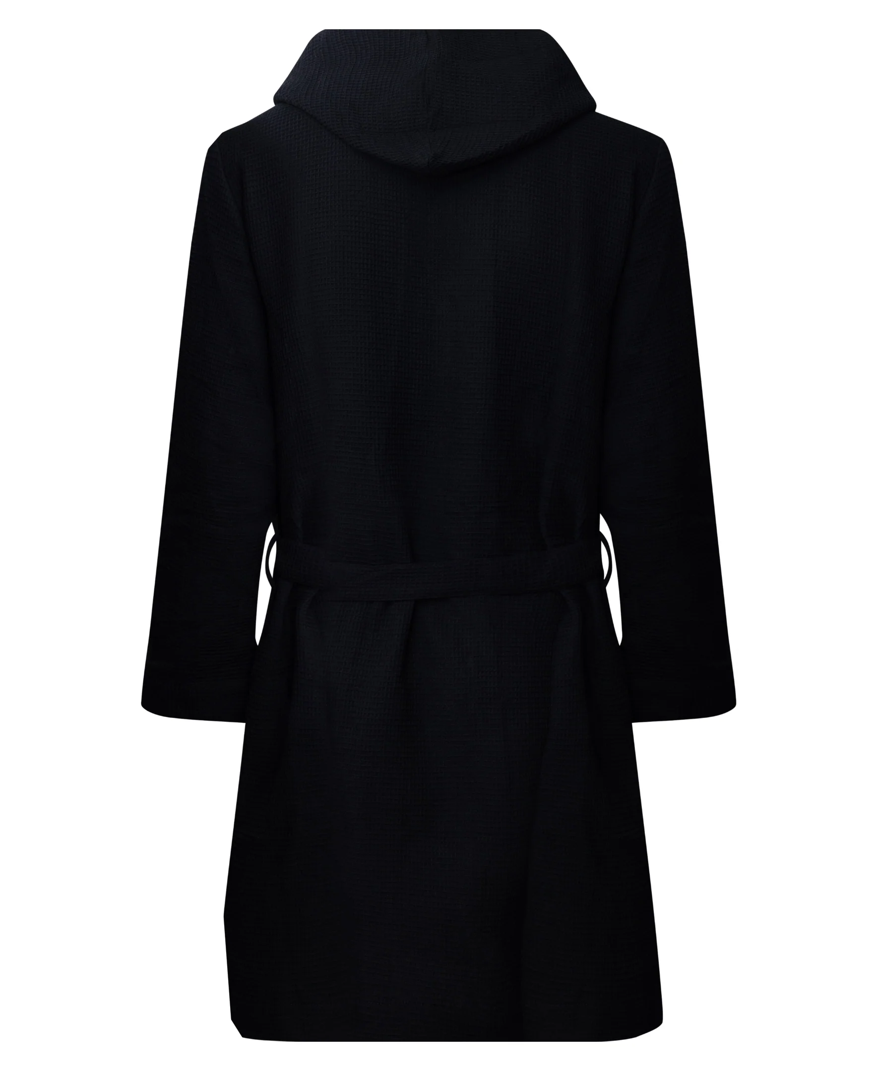 CR7 Men's Hooded Waffle Weave Bathrobe, Black - Image 4