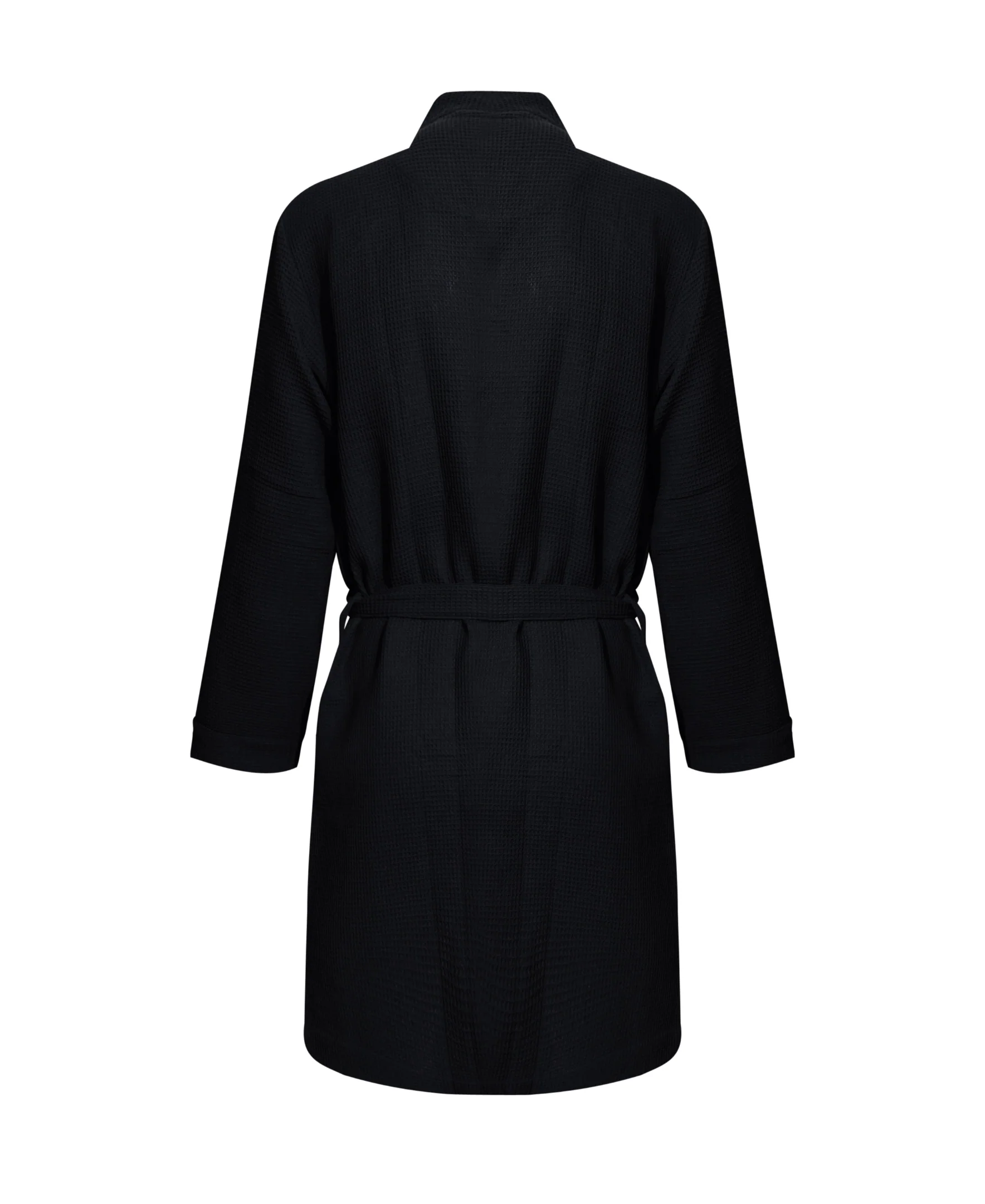 CR7 Men's Waffle Weave Bathrobe, Black - Image 3