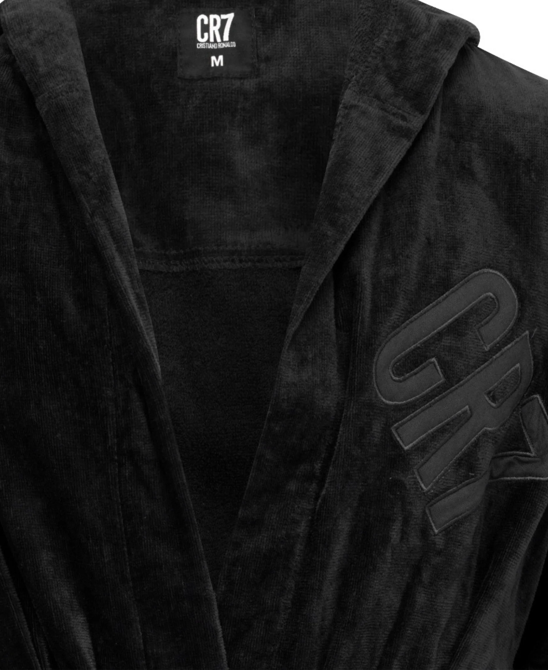 CR7 Men's Bathrobe -100% Cotton, Black - Image 5
